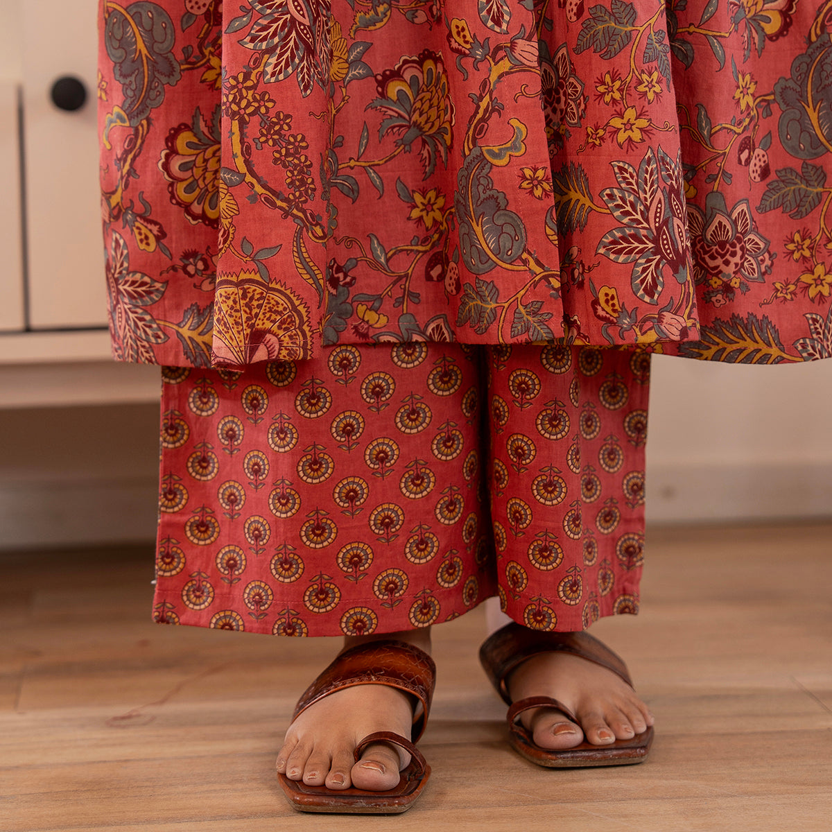 Rust Pink Floral Printed Cotton Co-ord Set