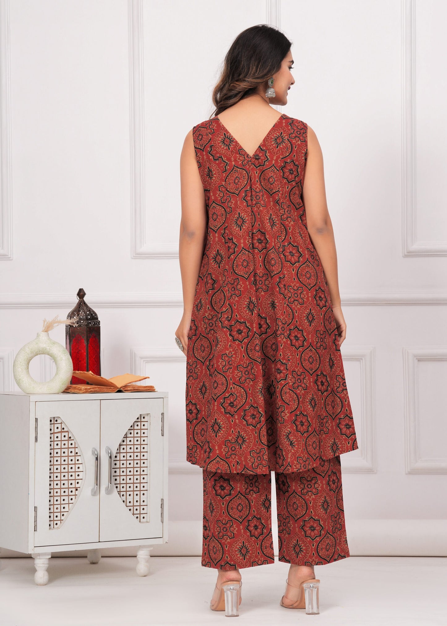 Red Ajrakh Printed Cotton Co-ord Set