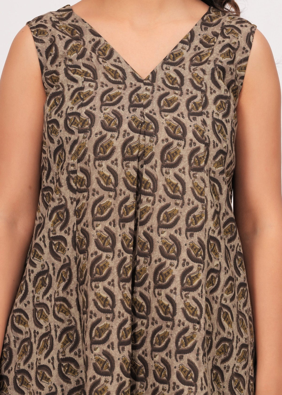 Taupe Grey Ajrakh Printed Cotton Co-ord Set
