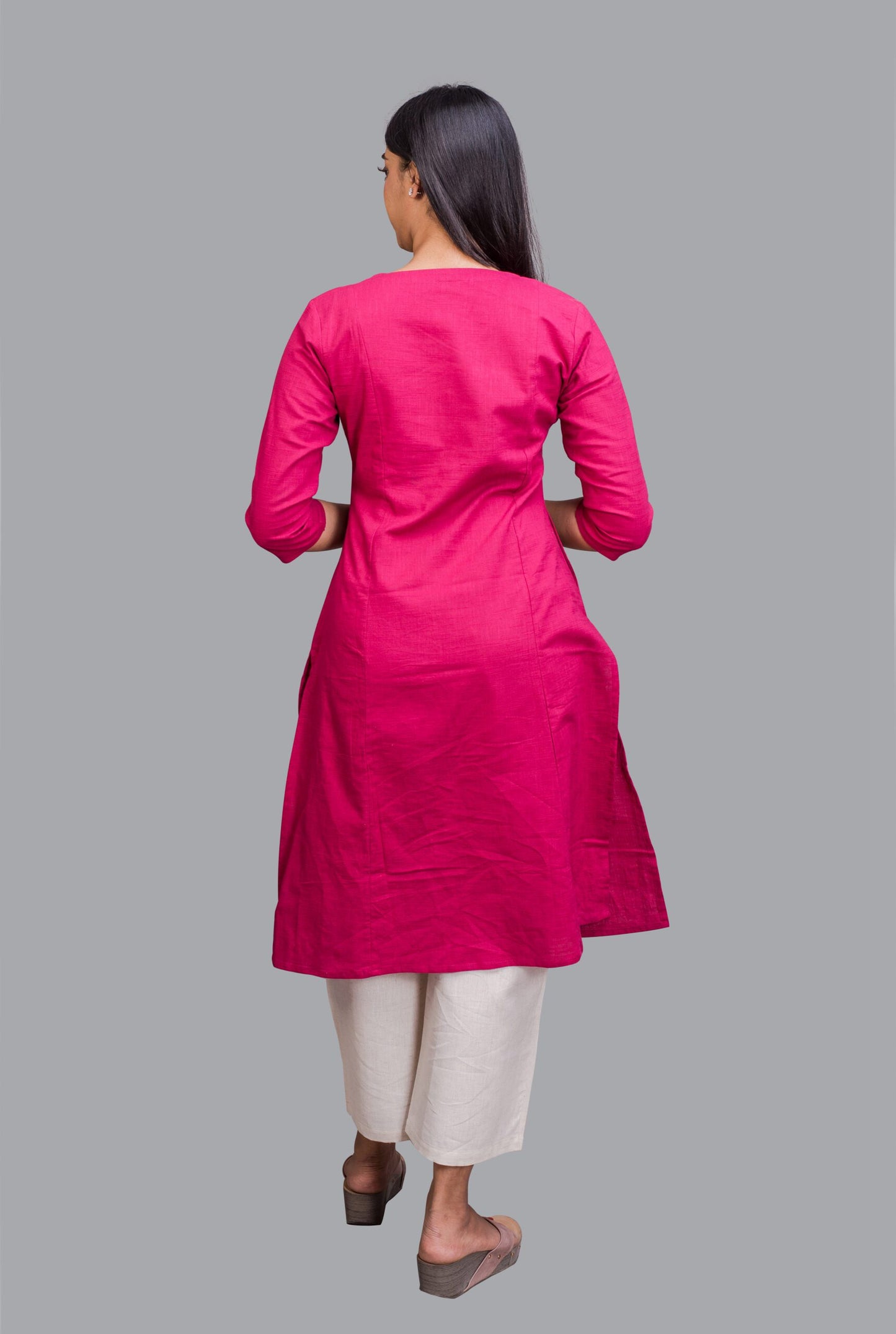 Overlap Magenta Kurti with pocket