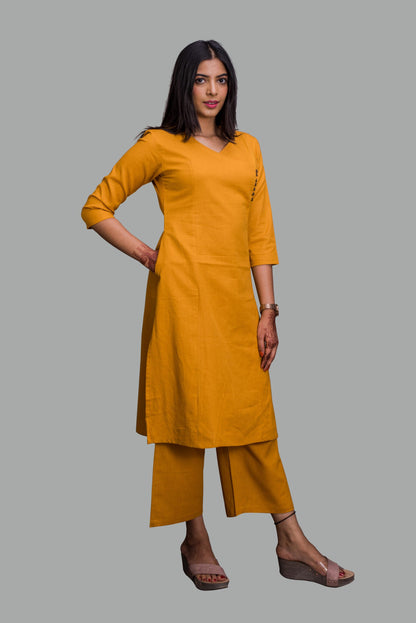 Overlap Mustard Yellow Kurti with Pocket