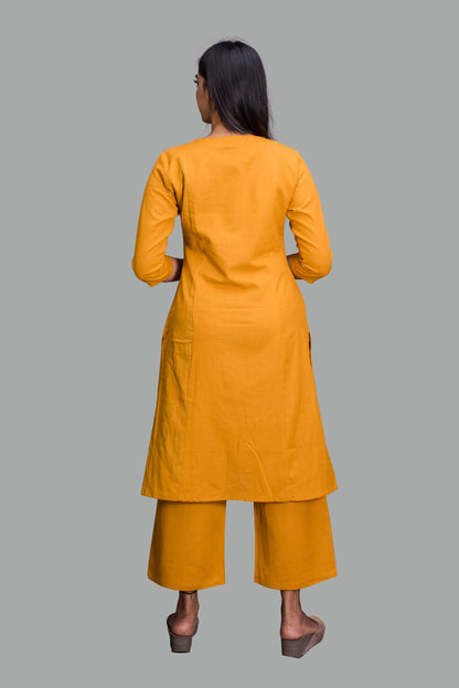 Overlap Mustard Yellow Kurti with Pocket