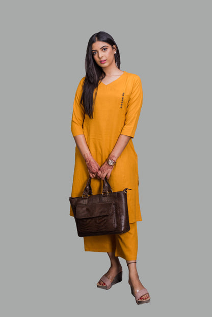 Overlap Mustard Yellow Kurti with Pocket