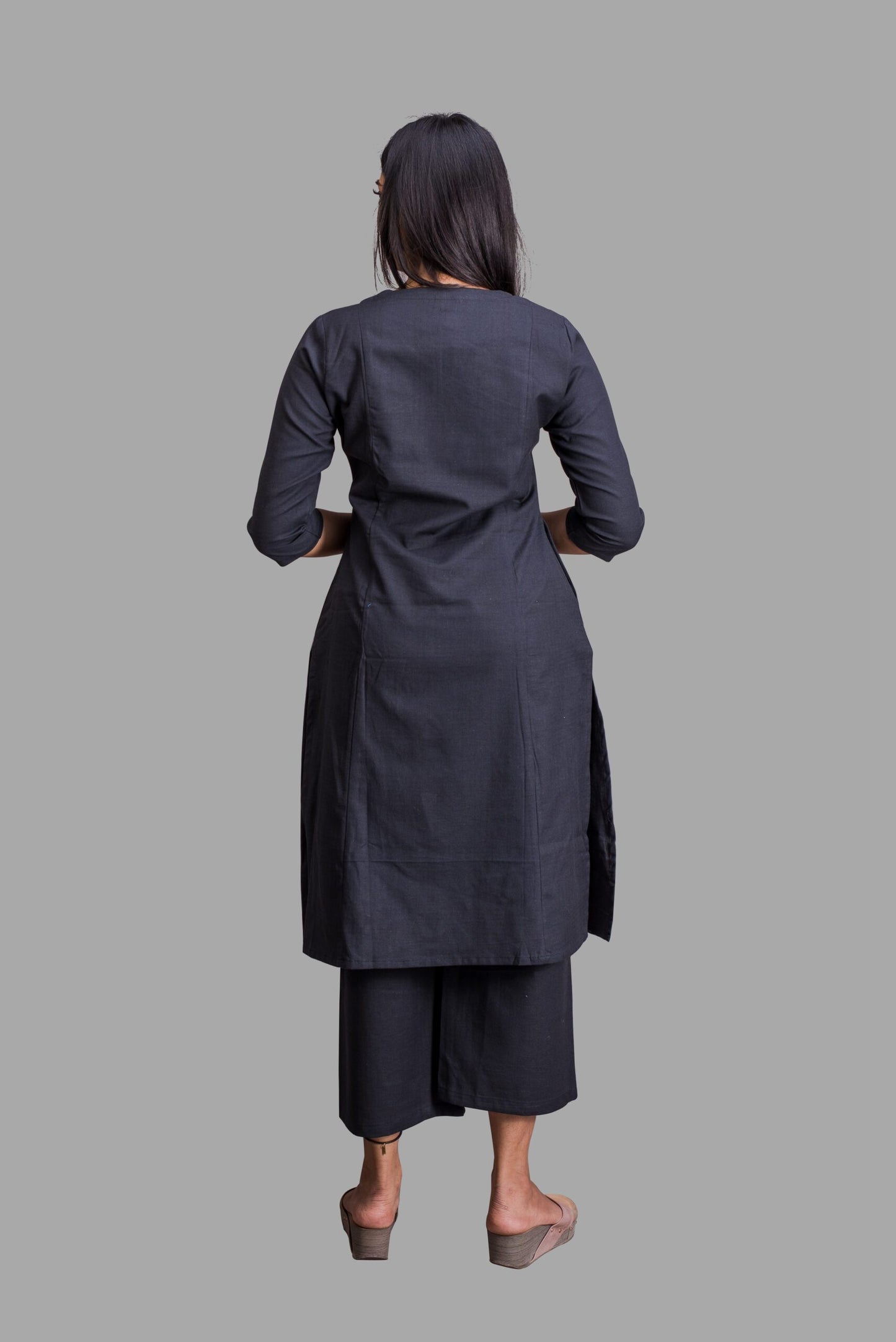 Overlap Black Kurti with Pocket