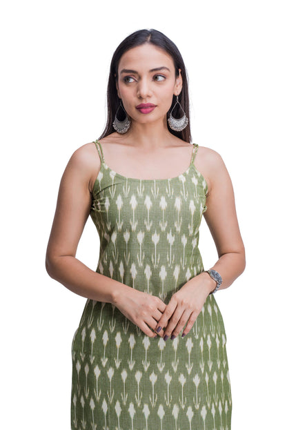 Pastel Green Ikat Noodle Strap Kurti