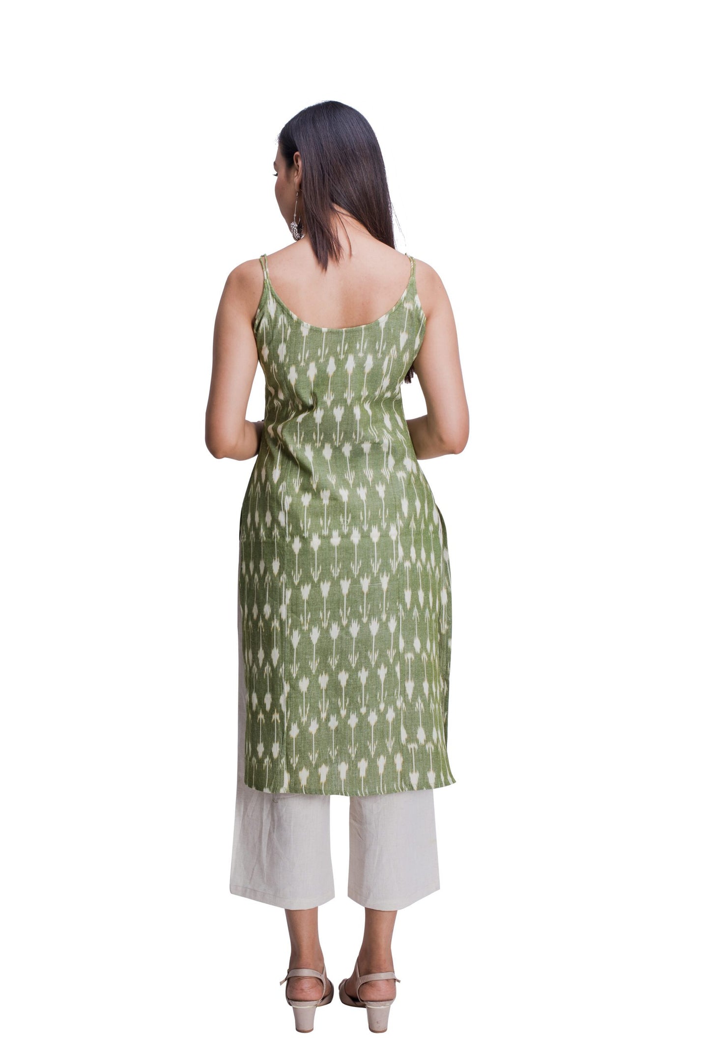 Pastel Green Ikat Noodle Strap Kurti