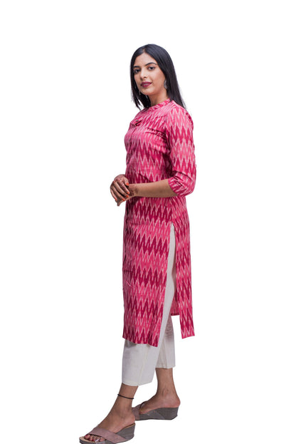 Pink Ikat Kurti with Pocket