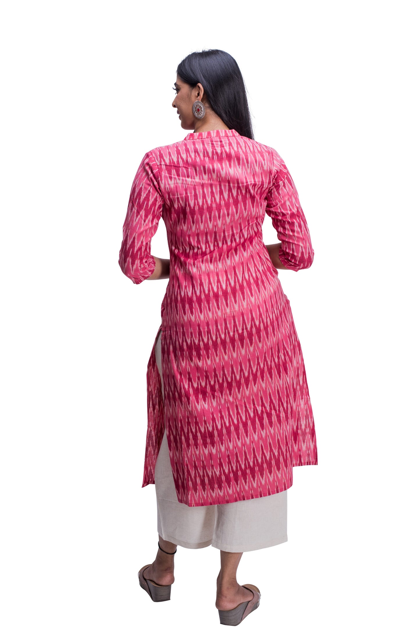 Pink Ikat Kurti with Pocket