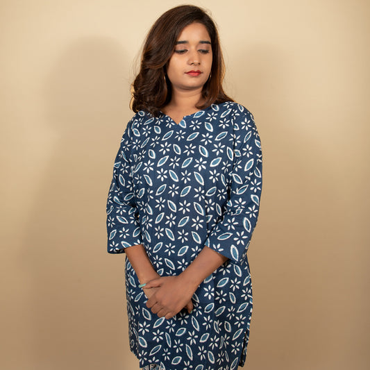 Indigo Dabu Print Top Set