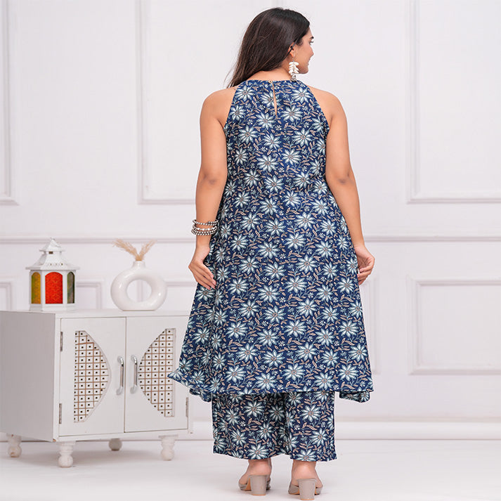 Blue floral printed Cotton Co-ord set