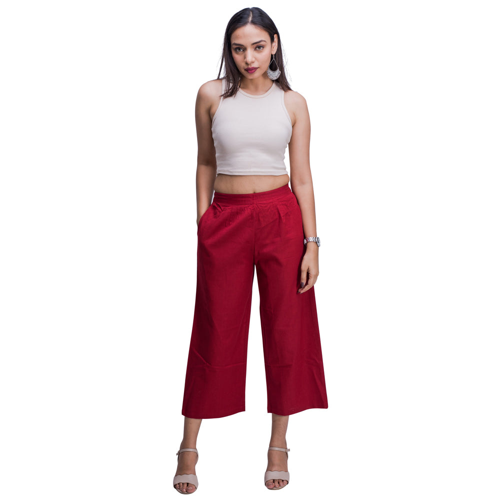 Maroon Straight Cut Palazzo