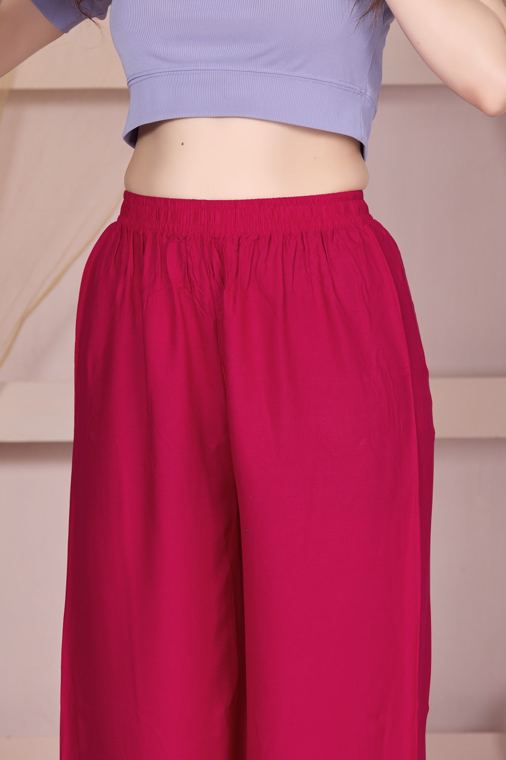Flared Barbie Pink Palazzo Pants With Pocket