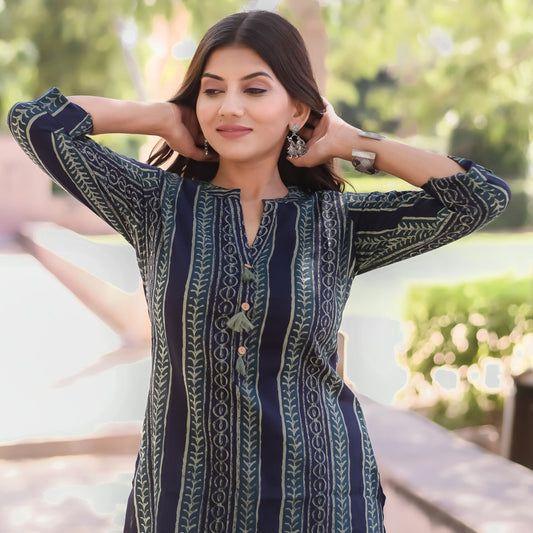 Navy Blue Tunic with Tassels