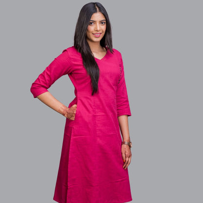 Overlap Magenta Kurti with pocket