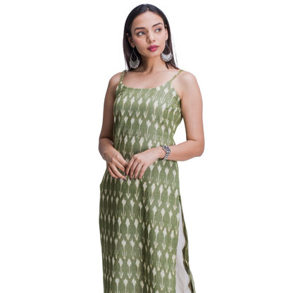 Pastel Green Ikat Noodle Strap Kurti