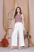 Flared White Palazzo Pants With Pocket