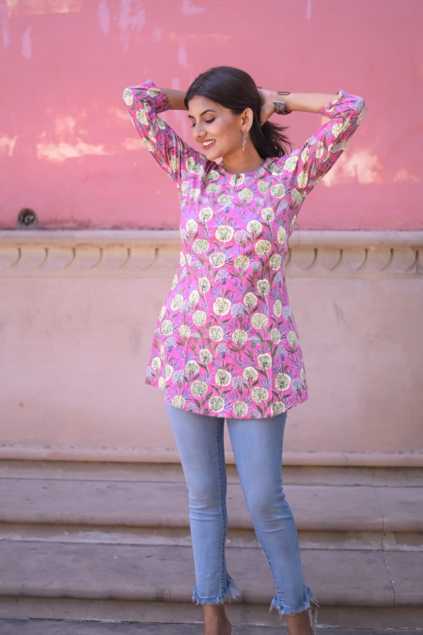 Baby Pink Floral Print Tunic