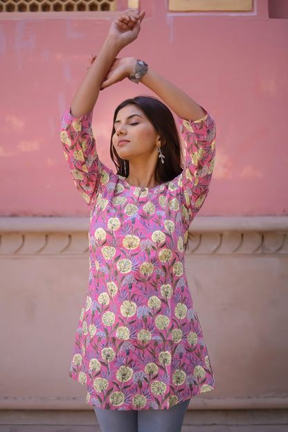 Baby Pink Floral Print Tunic