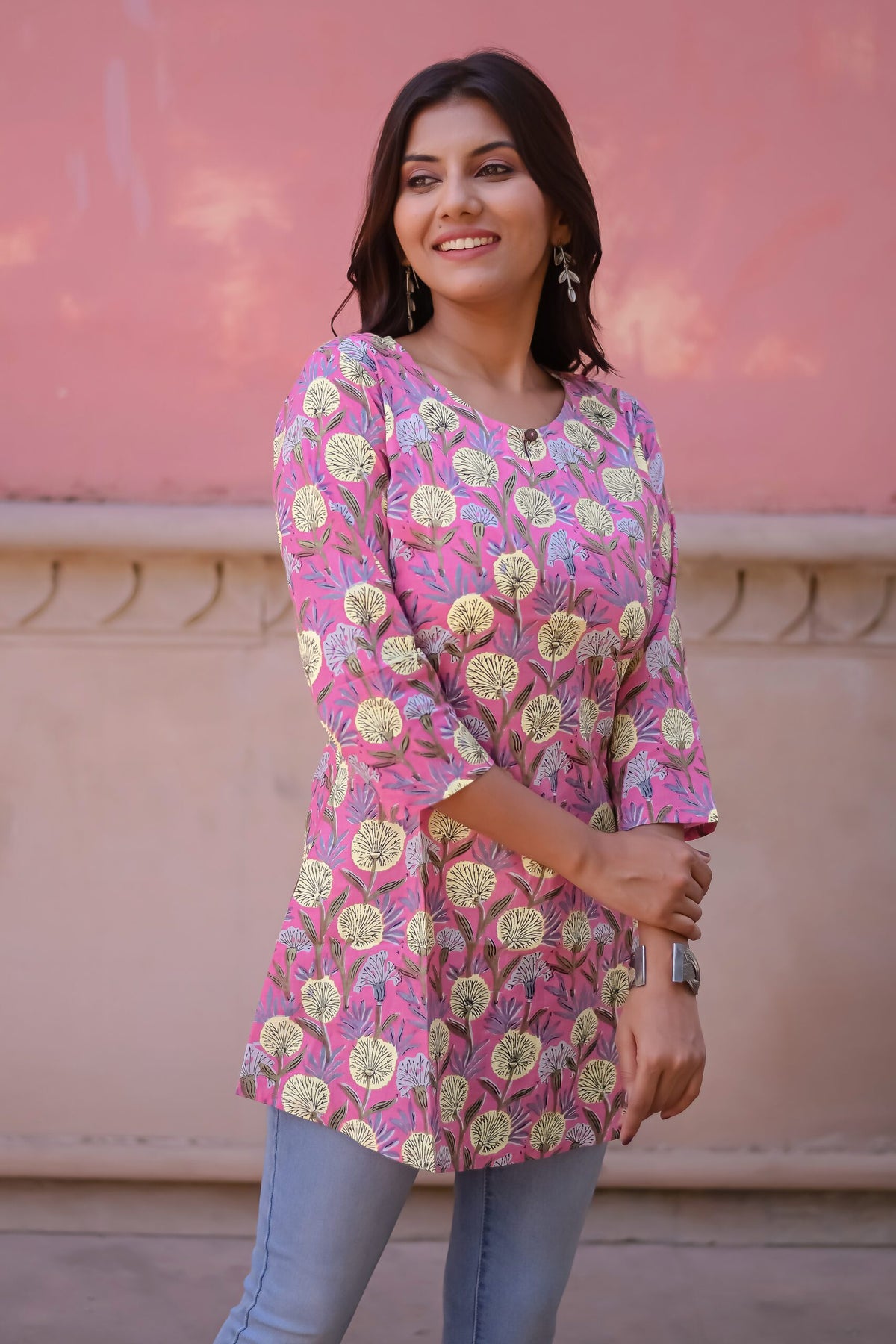 Baby Pink Dandelion Print Top