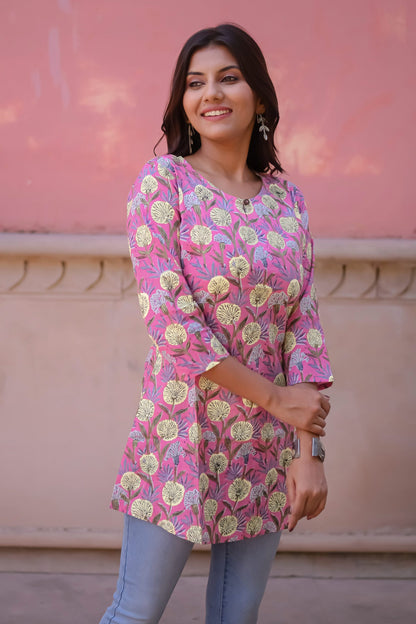 Baby Pink Floral Print Tunic