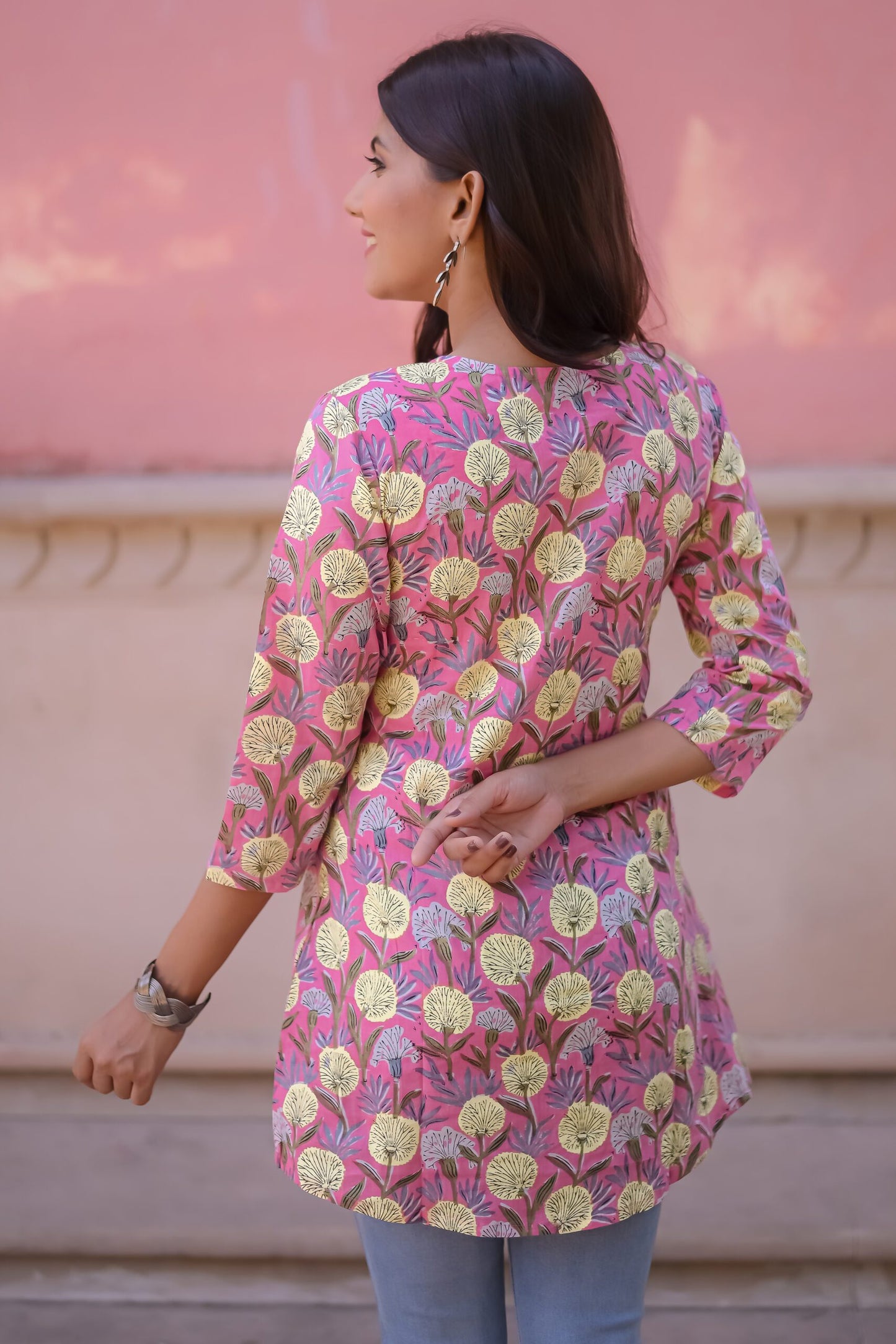 Baby Pink Floral Print Tunic