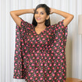 Black & Beige Floral Printed Kaftan Set