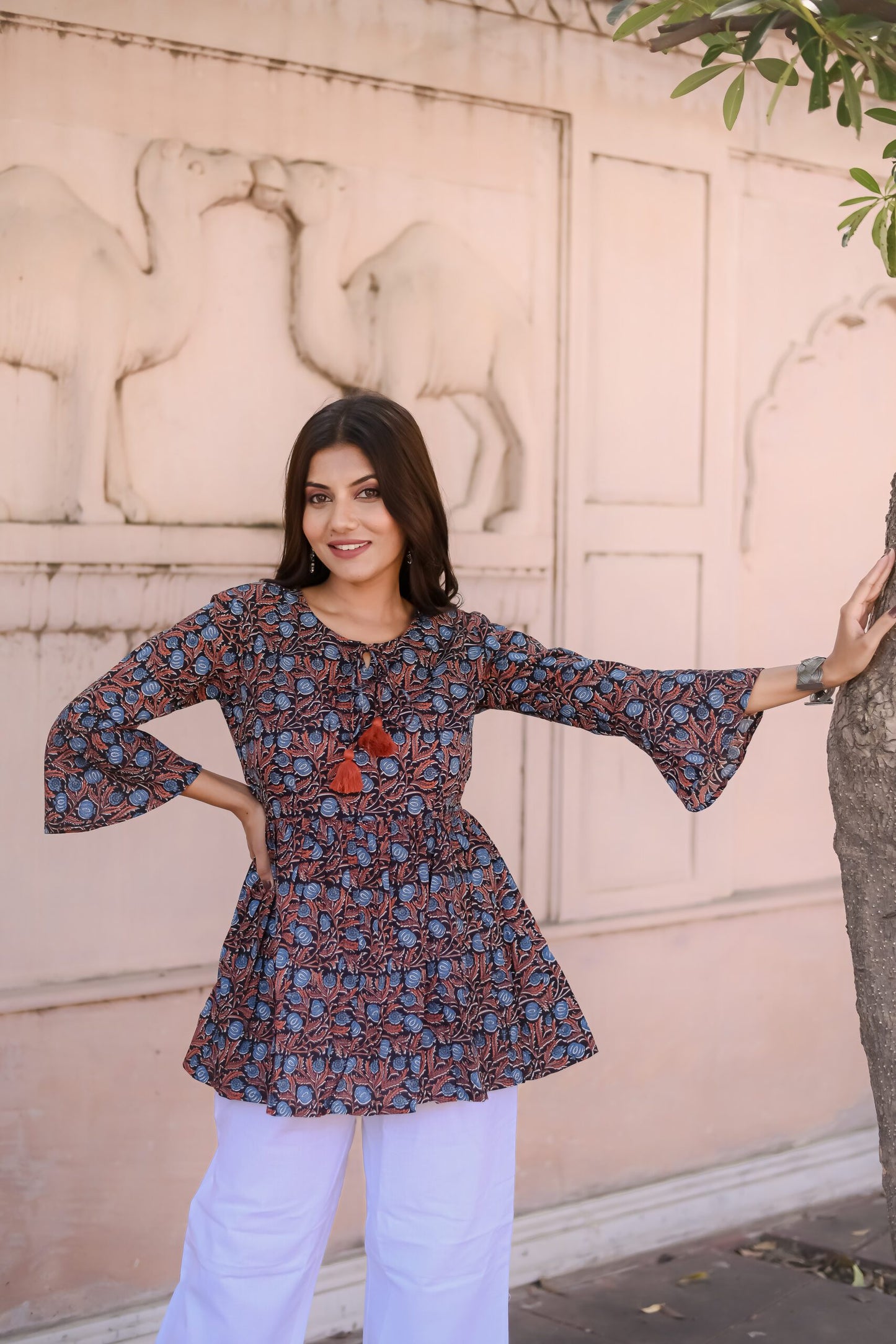 Black Floral Print Tunic