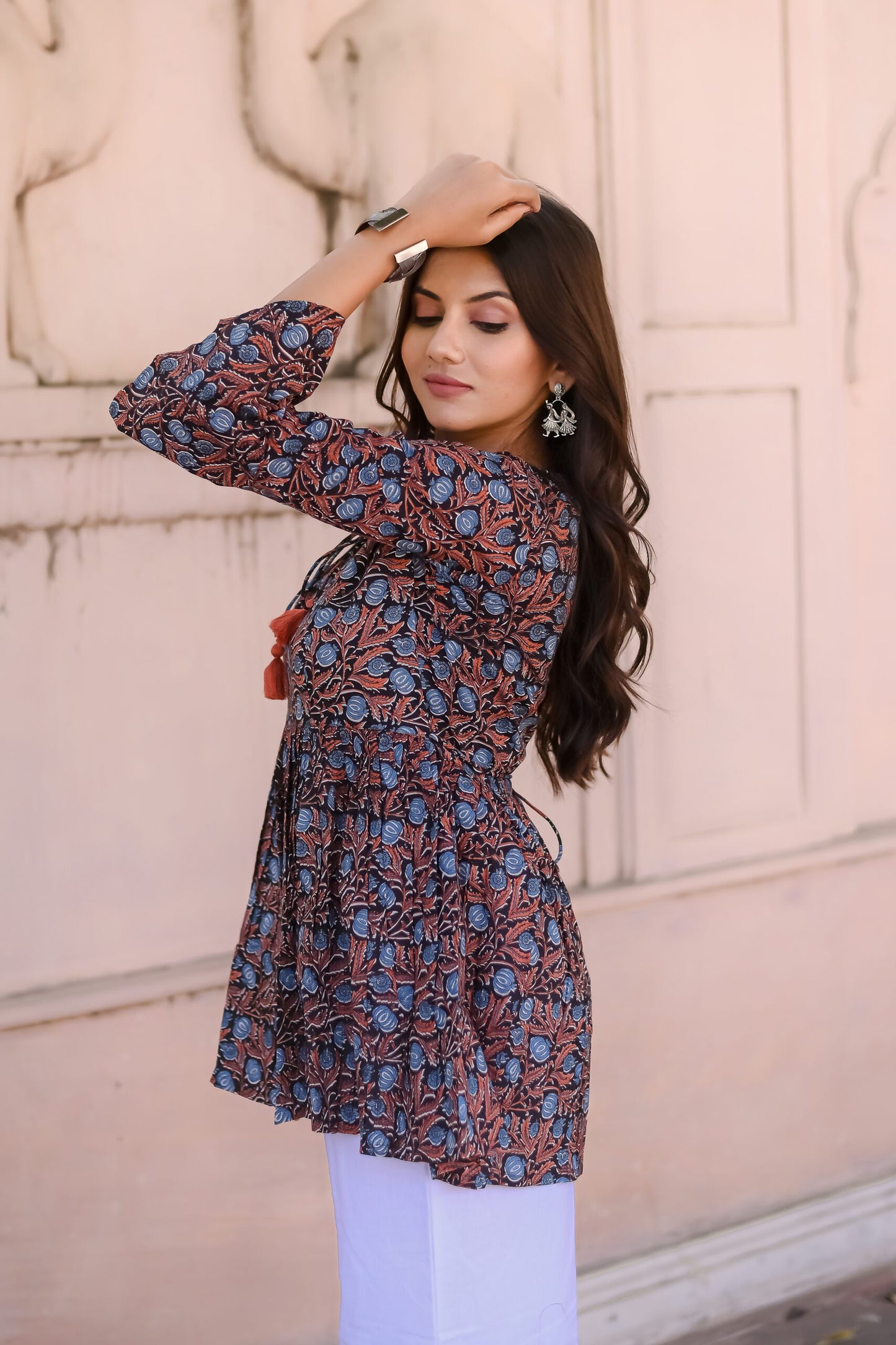 Black Floral Print Tunic