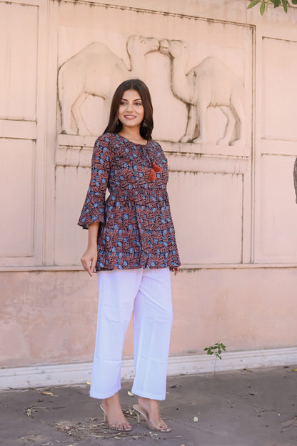 Black Floral Print Tunic