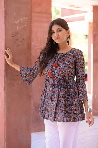 Black Floral Print Tunic