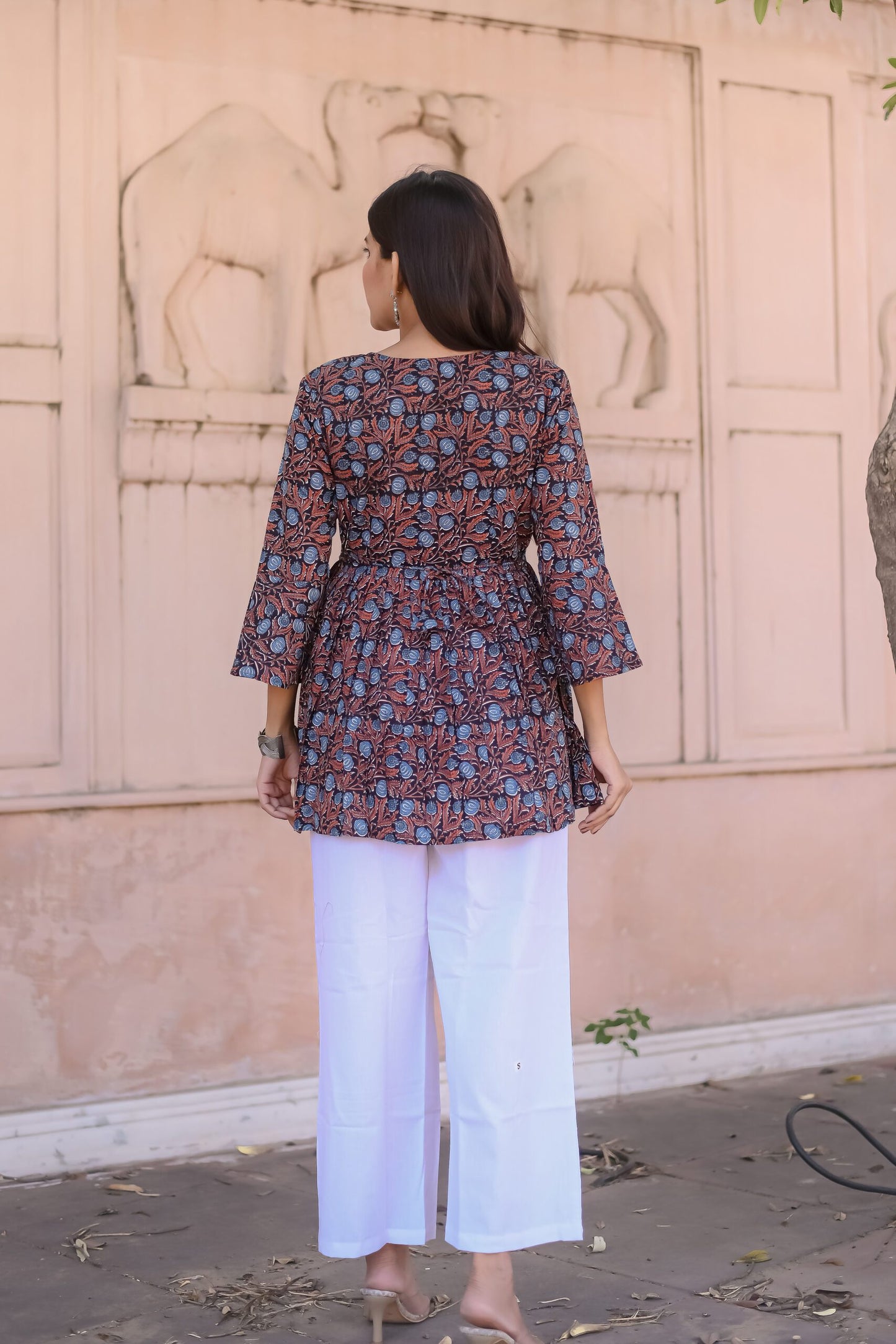 Black Floral Print Tunic