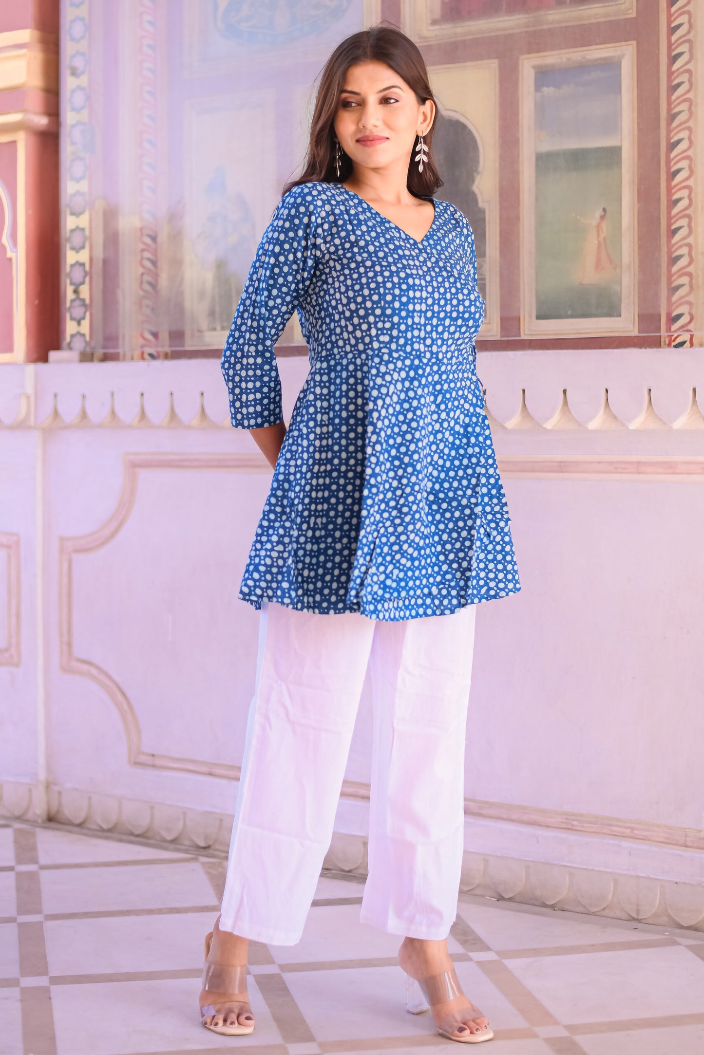 Blue and White Wrap Around Tunic