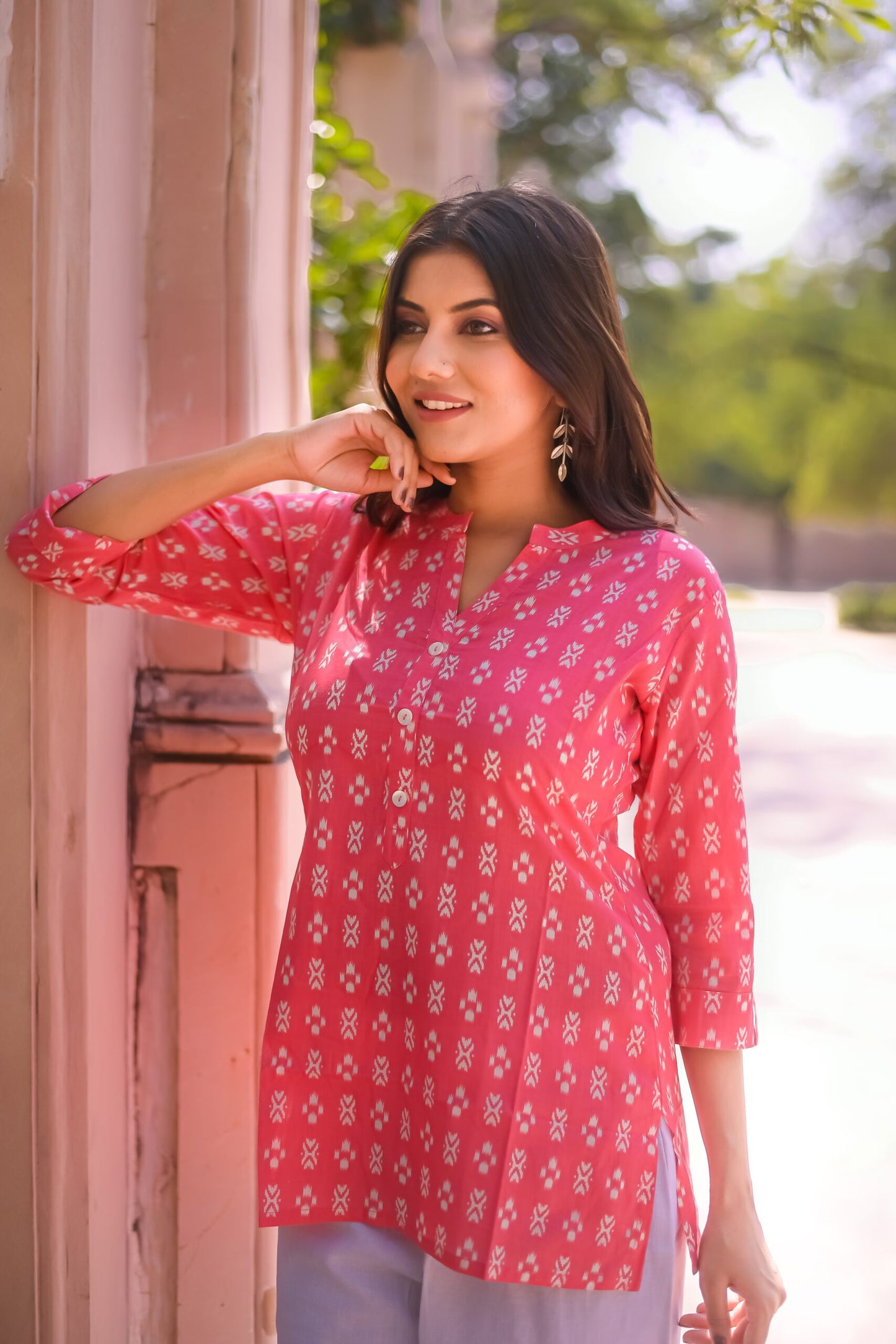 Pink Ikat Print Tunic