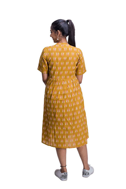 Mustard Ikat Print Kurti with Pocket