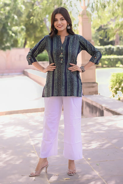 Navy Blue Tunic with Tassels