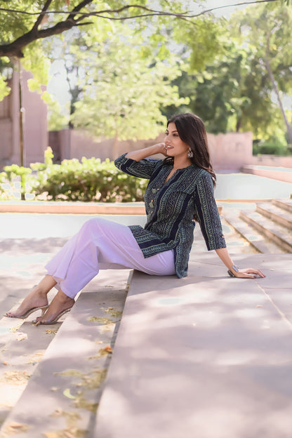 Navy Blue Tunic with Tassels