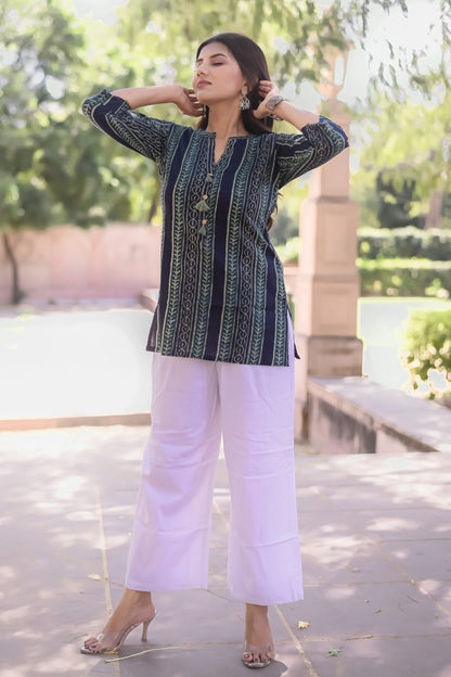 Navy Blue Tunic with Tassels