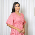 Pink and White Stripes Printed Short Kaftan