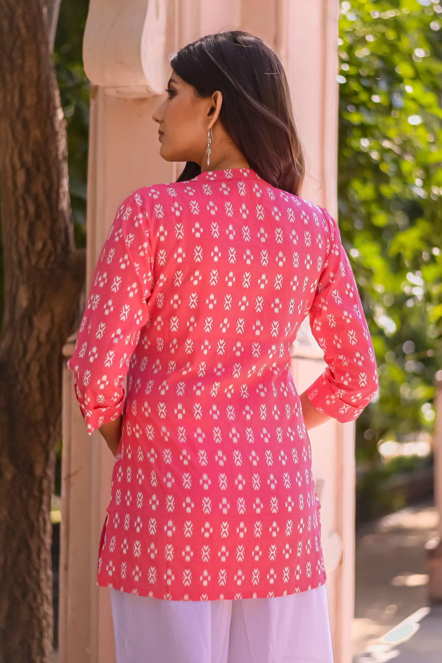 Pink Ikat Print Tunic