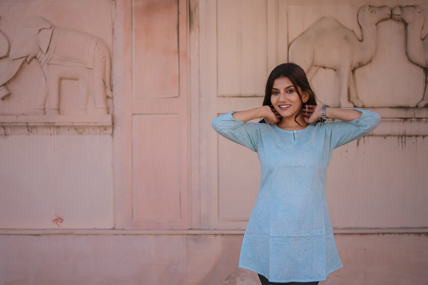 Sky Blue Geometric print Tunic