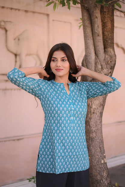 Rama Green Motif Print Tunic