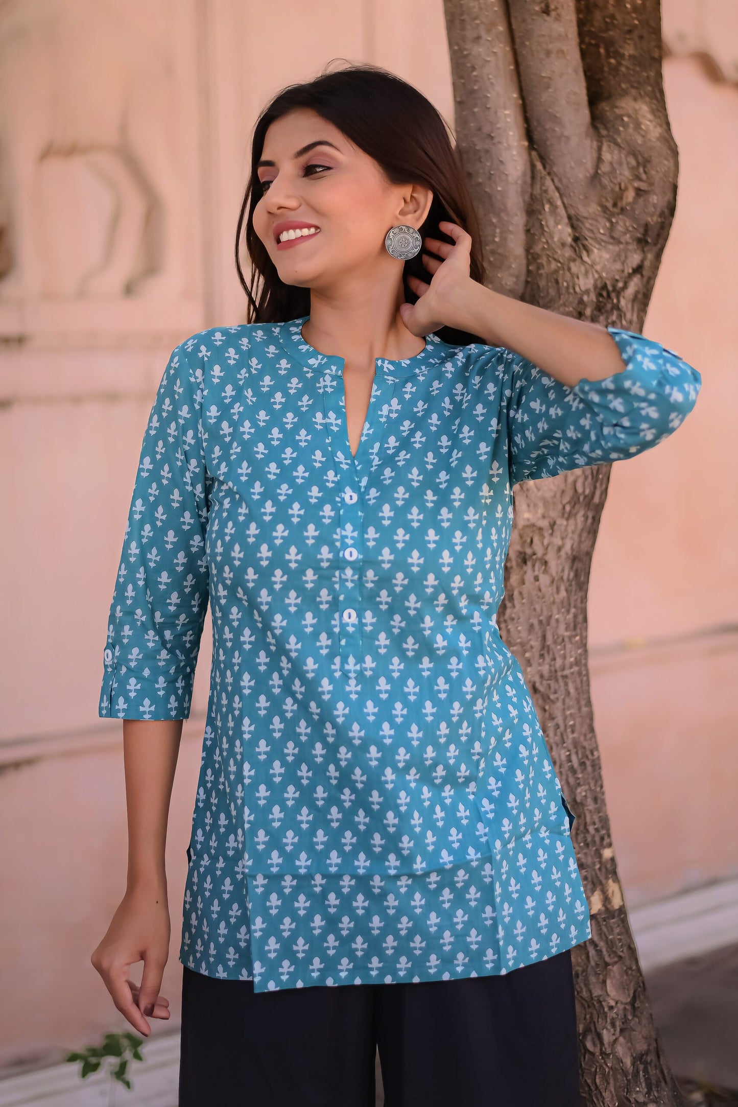 Rama Green Motif Print Tunic