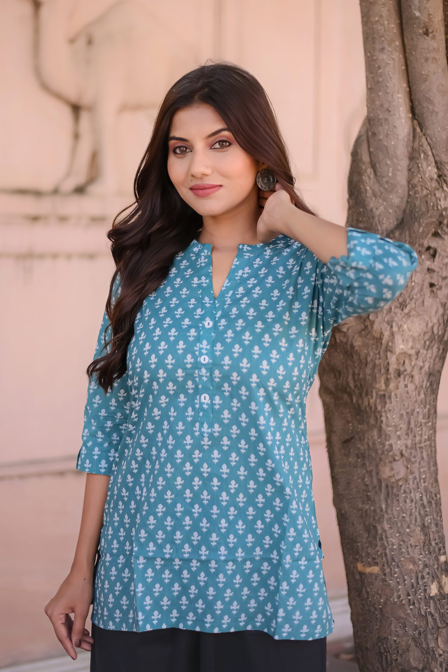 Rama Green Motif Print Tunic